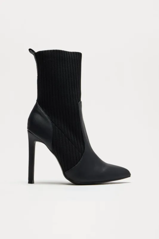 Grey Knit Booties - Black sold by Fashion Nova