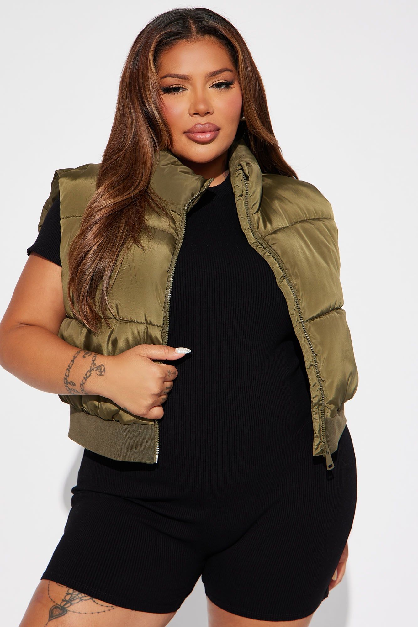 Winter Date Puffer Vest - Olive sold by Fashion Nova product image thumbnail 4
