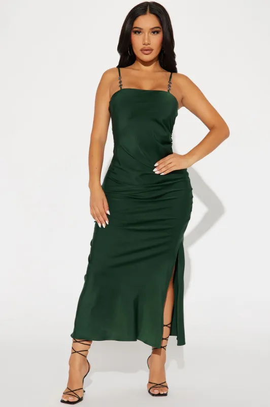 Elicia Satin Maxi Dress - Green sold by Fashion Nova
