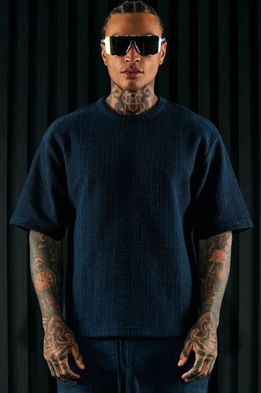 Dean Textured Short Sleeve Tee - Navy made by Fashion Nova