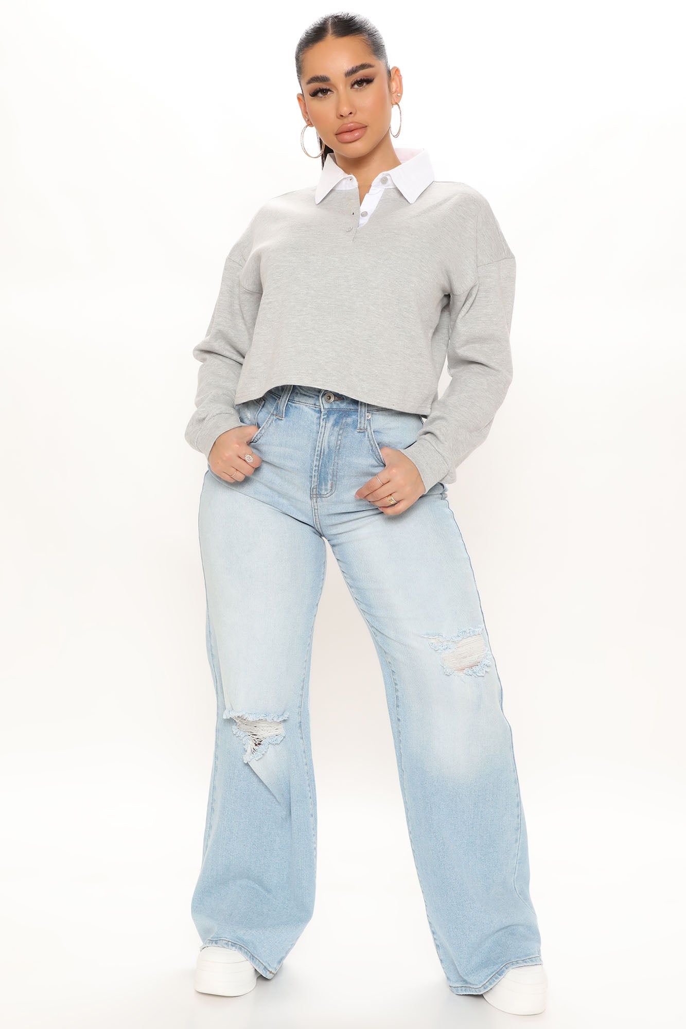 Caught In The Act Polo Shirt - Heather Grey sold by Fashion Nova product image thumbnail 2