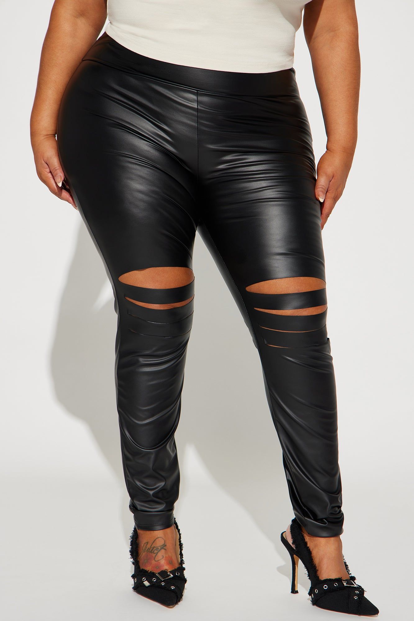 Whole Vibe Distressed Legging - Black sold by Fashion Nova product image thumbnail 5