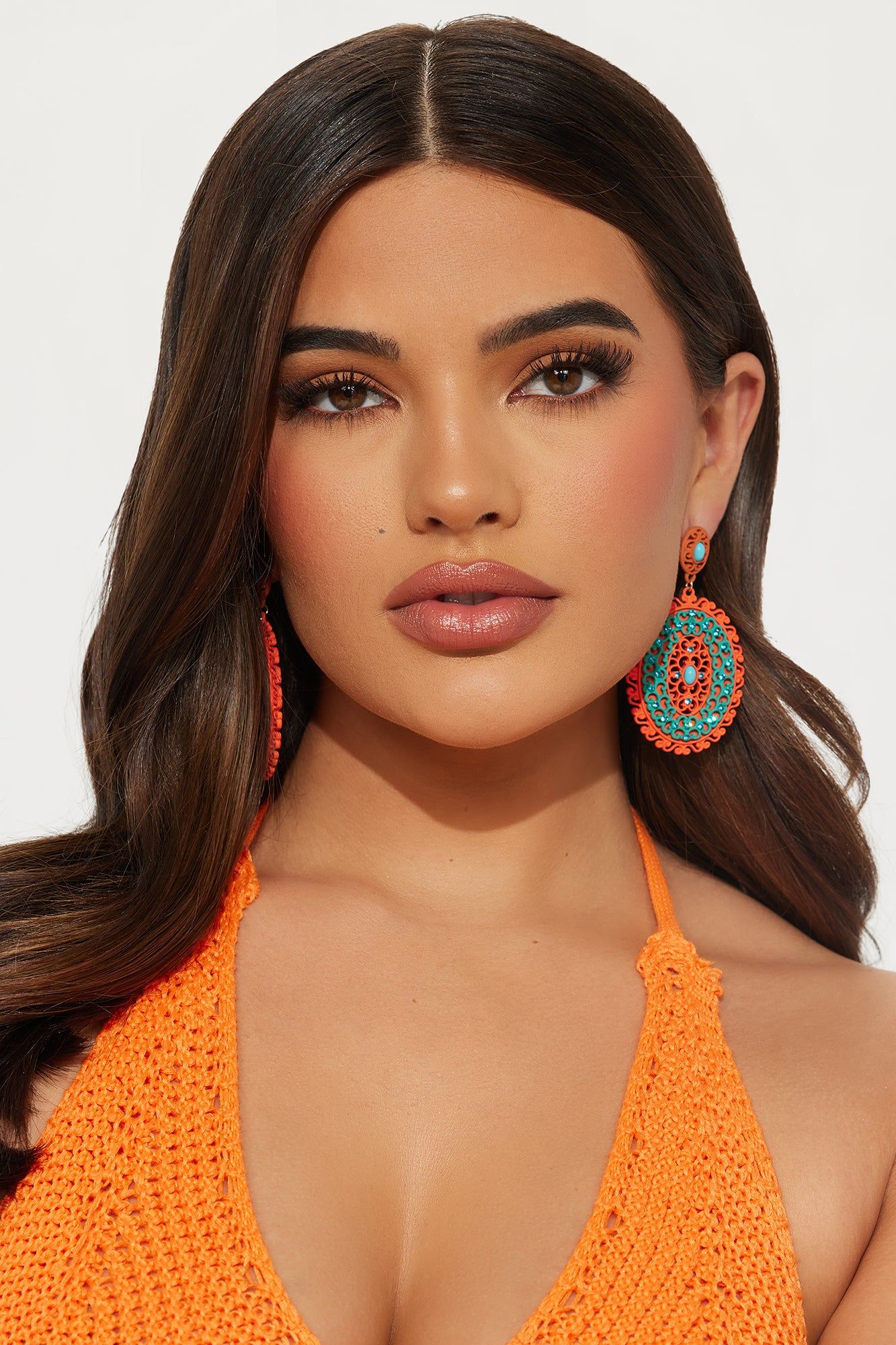 Makes You Wonder Earrings - Orange/combo sold by Fashion Nova product image thumbnail 3