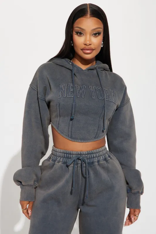 New York Hustle Washed Hoodie - Blue/combo sold by Fashion Nova