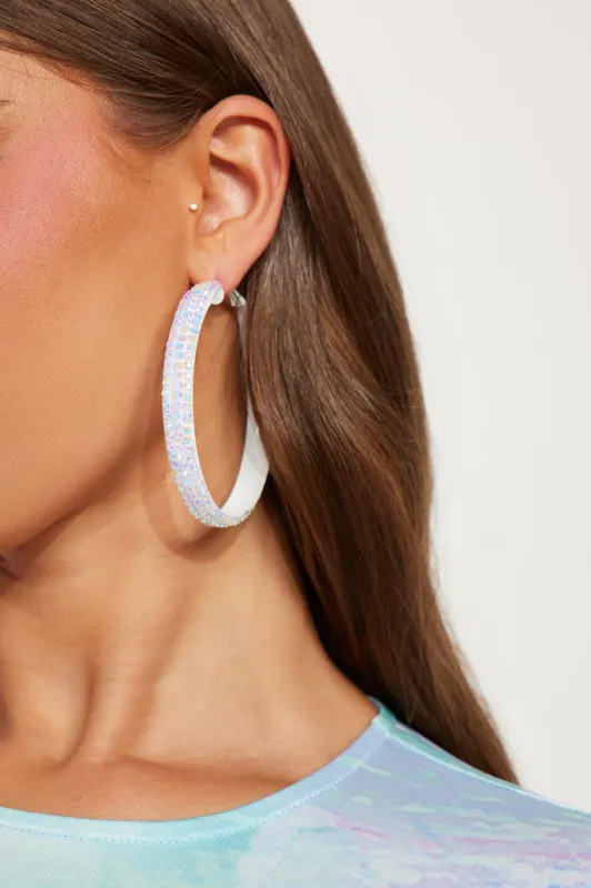 Got Plans Tonight Hoop Earrings - White sold by Fashion Nova