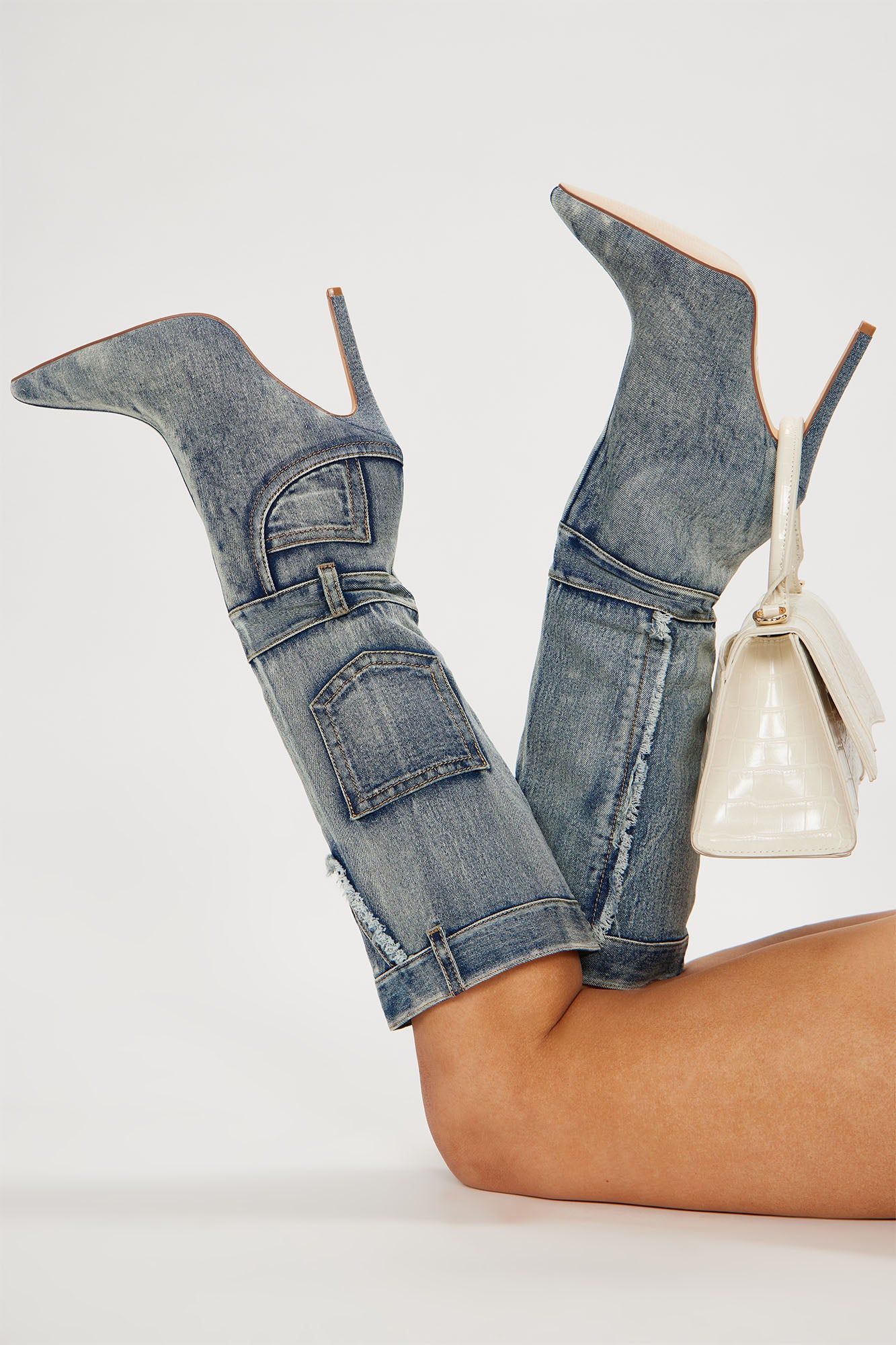 Brynlee Denim Knee High Boots - Denim sold by Fashion Nova