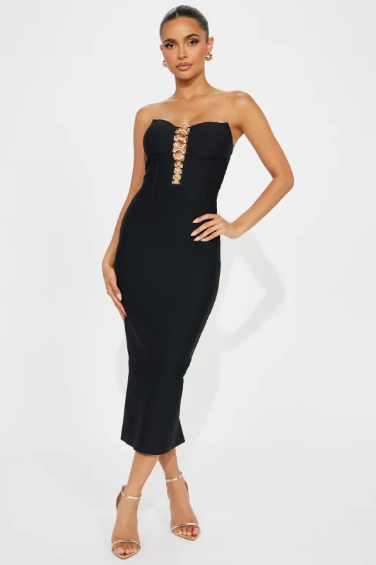 Only The Best Bandage Midi Dress - Black sold by Fashion Nova