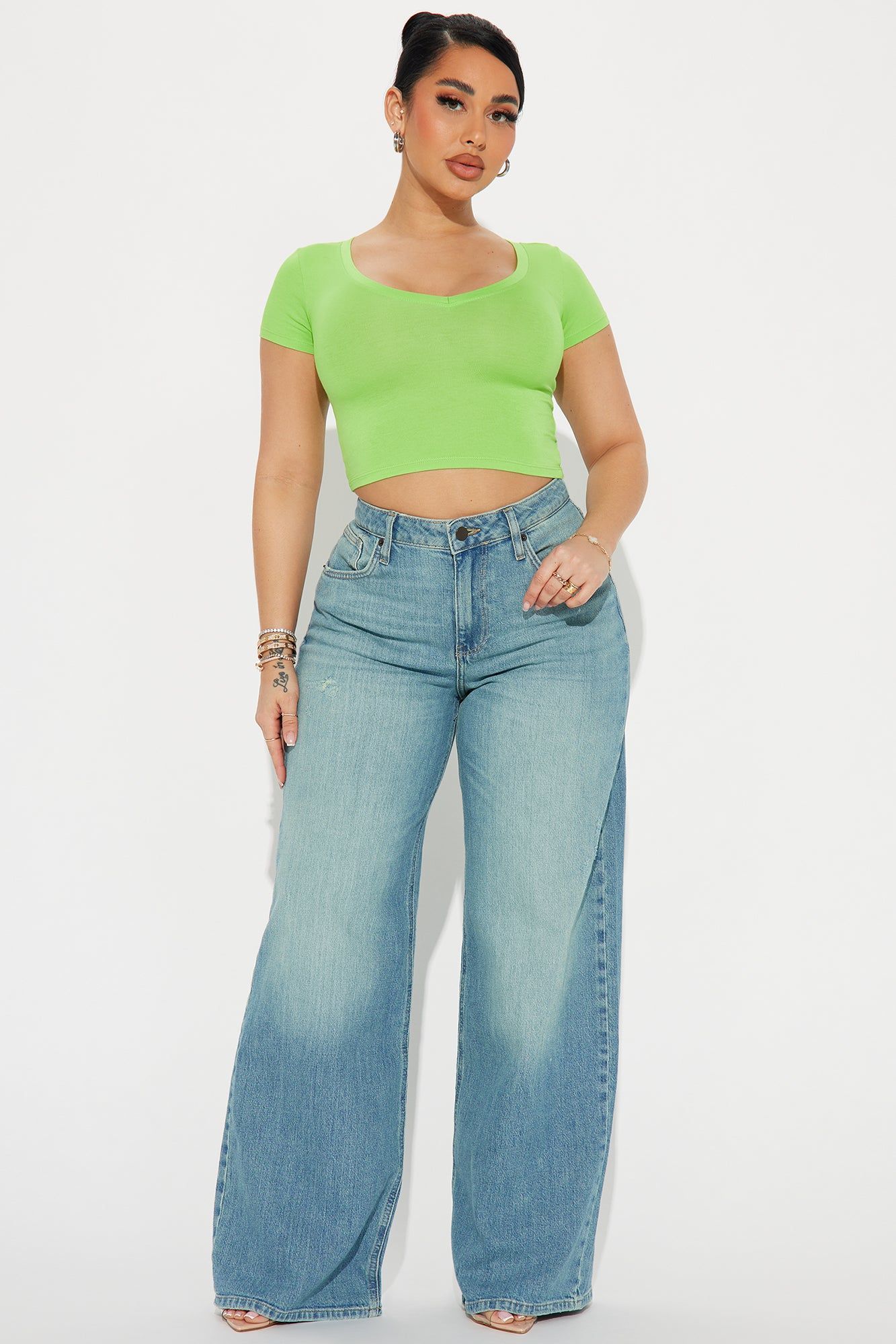 Vanessa V-Neck Crop Top - Green sold by Fashion Nova product image thumbnail 2