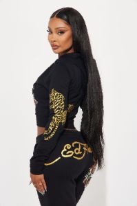 Ed Hardy Retro Tiger Zip Front Hoodie - Black sold by Fashion Nova