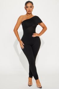 Catch A Ride Jumpsuit  - Black sold by Fashion Nova