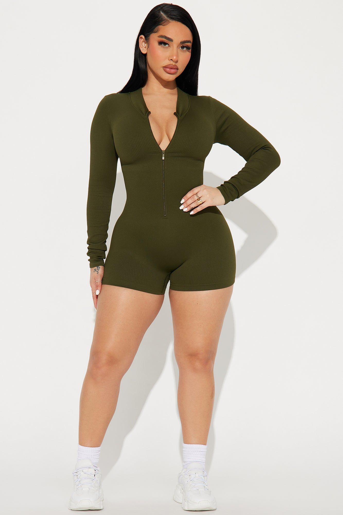 Smooth Body Active Romper - Olive sold by Fashion Nova