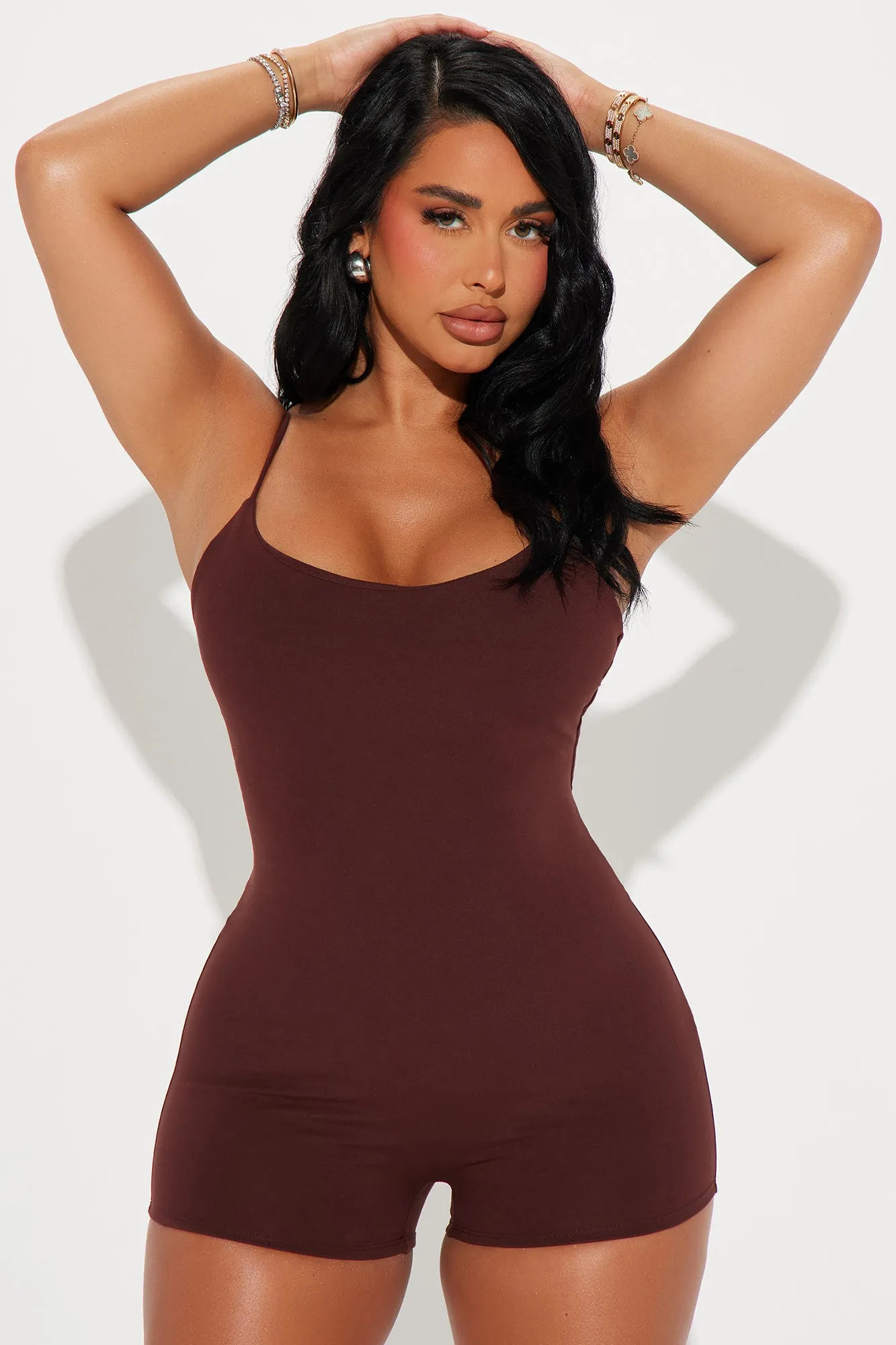 Deborah Double Lined Romper - Chocolate sold by Fashion Nova product image thumbnail 2
