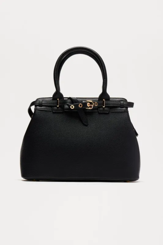 Buckle Up Love Handbag - Black sold by Fashion Nova