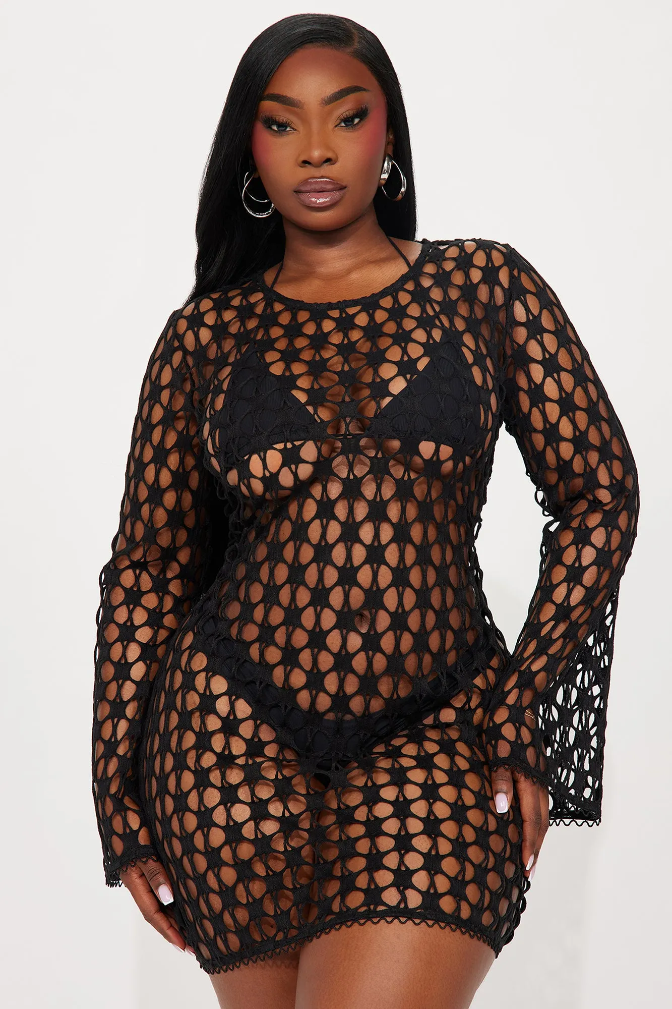 Summer Kiss Cover Up Mini Dress - Black sold by Fashion Nova product image thumbnail 4
