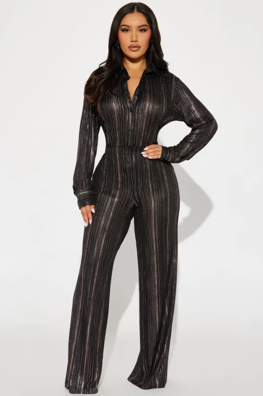Late Nights Metallic Pant Set - Black sold by Fashion Nova