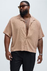 Jace Textured Shirt - Taupe sold by Fashion Nova