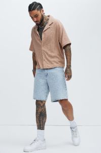 Jace Textured Shirt - Taupe sold by Fashion Nova