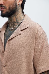 Jace Textured Shirt - Taupe sold by Fashion Nova