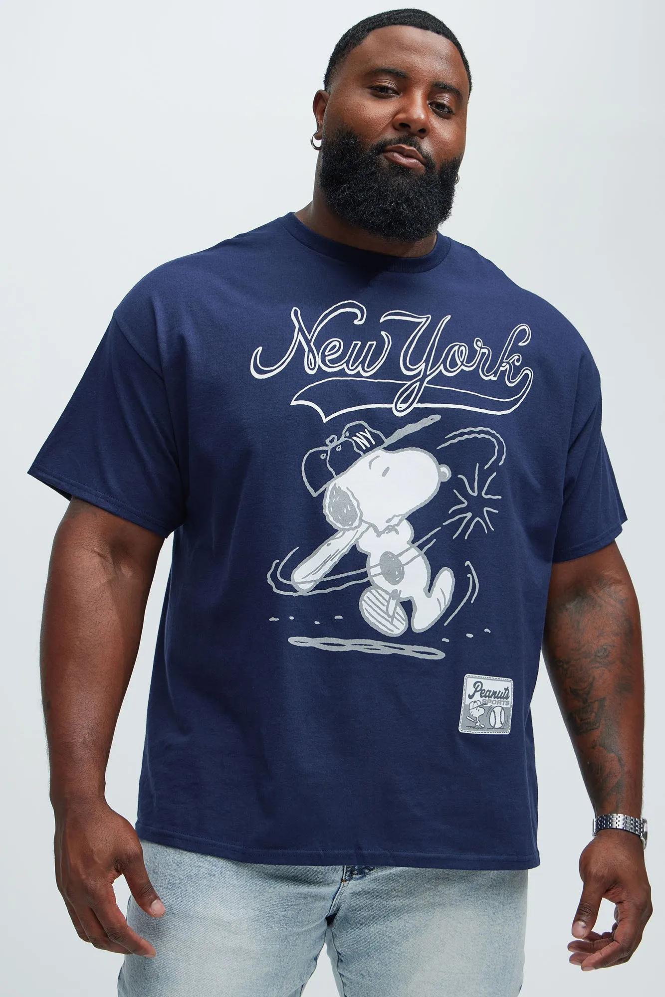Peanuts NYC Baseball Short Sleeve Tee - Navy sold by Fashion Nova product image thumbnail 5