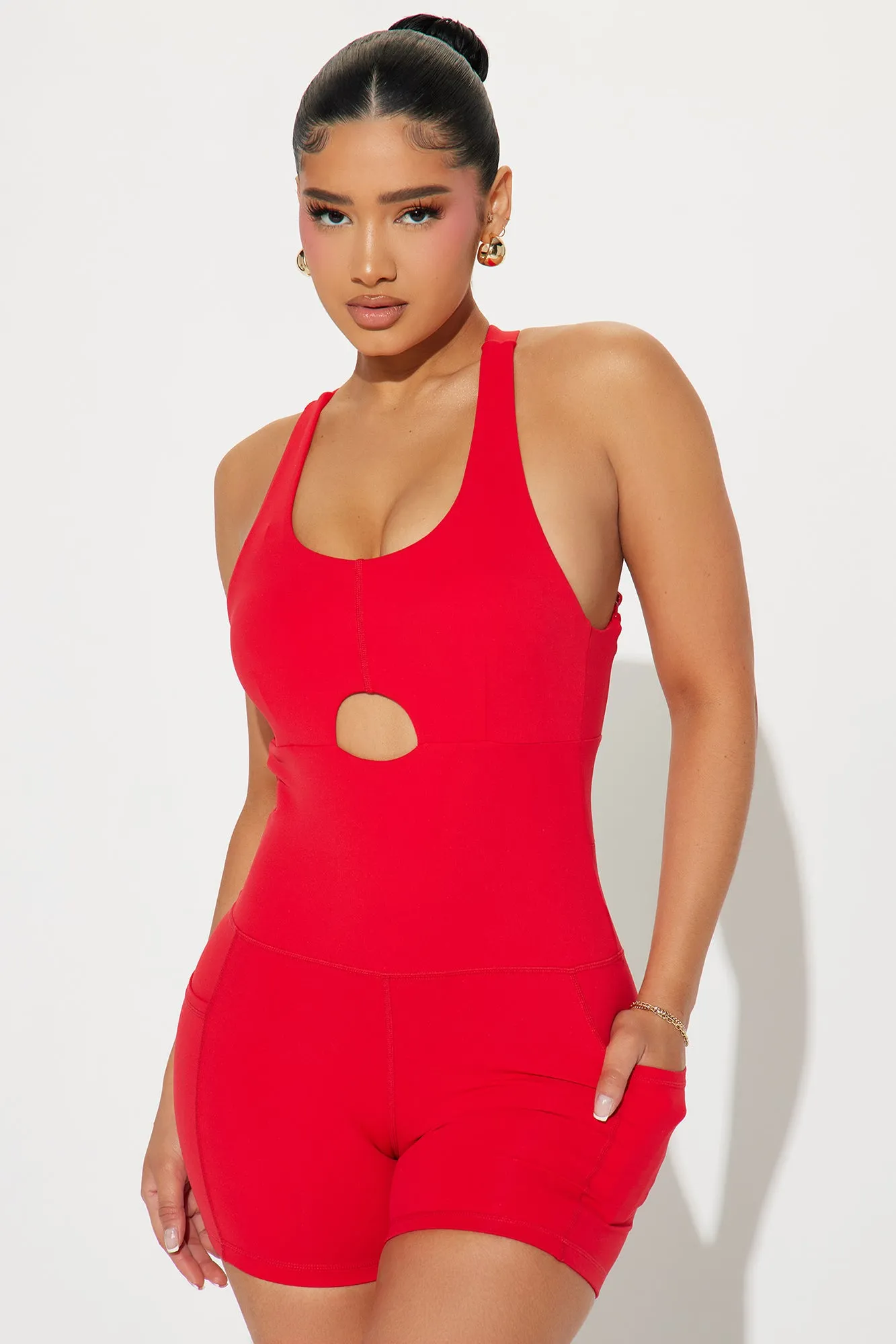 Gym Girly Active Romper - Red sold by Fashion Nova product image thumbnail 3