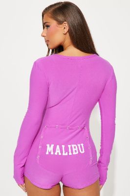 Malibu Long Sleeve PJ Romper Onesie - Purple sold by Fashion Nova