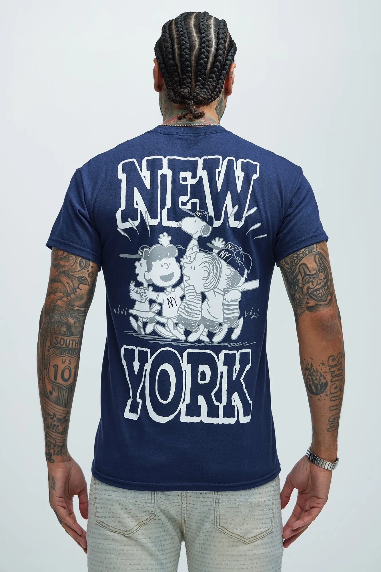 Peanuts NYC Baseball Short Sleeve Tee - Navy sold by Fashion Nova product image thumbnail 4