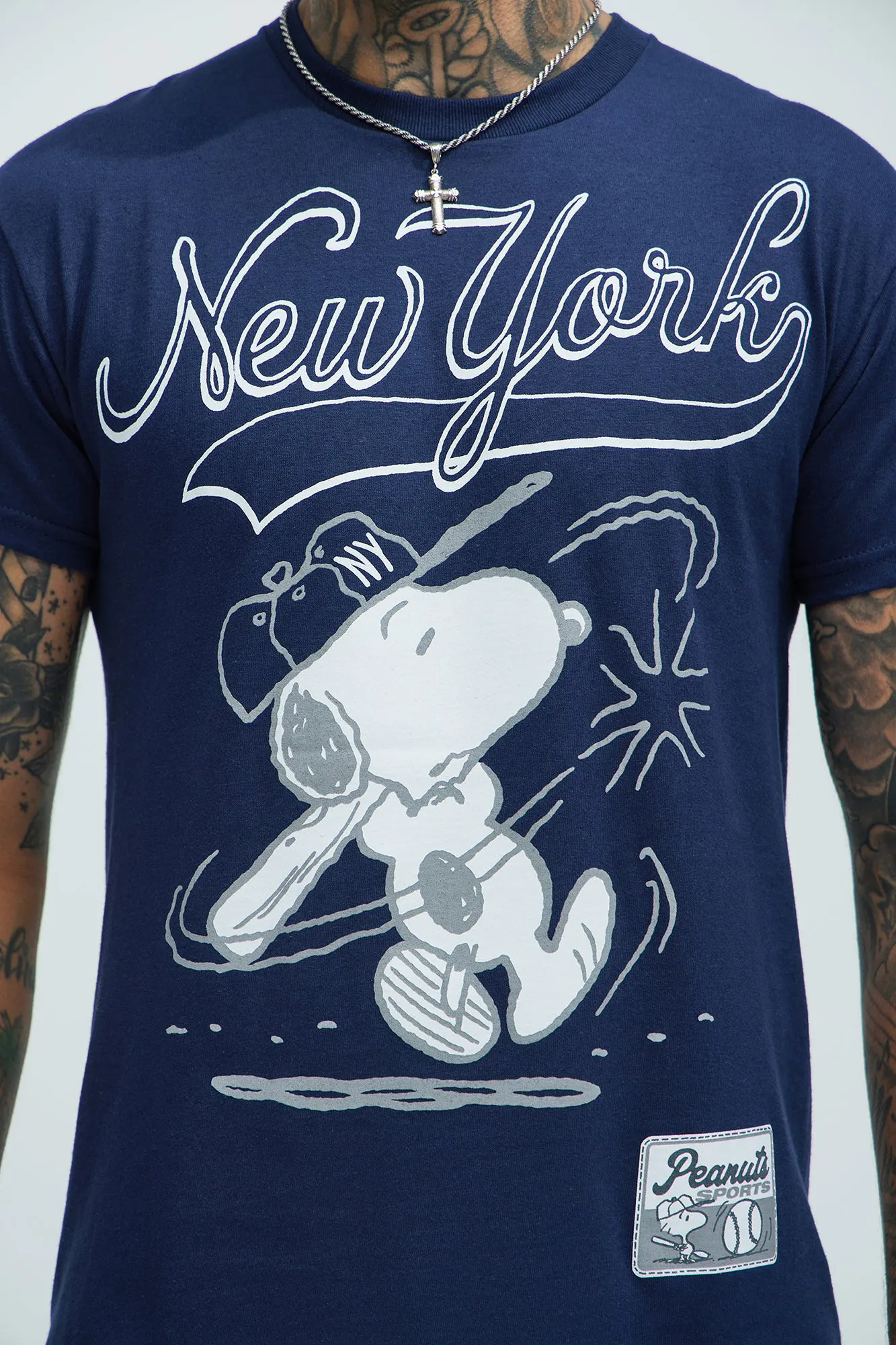 Peanuts NYC Baseball Short Sleeve Tee - Navy sold by Fashion Nova product image thumbnail 3