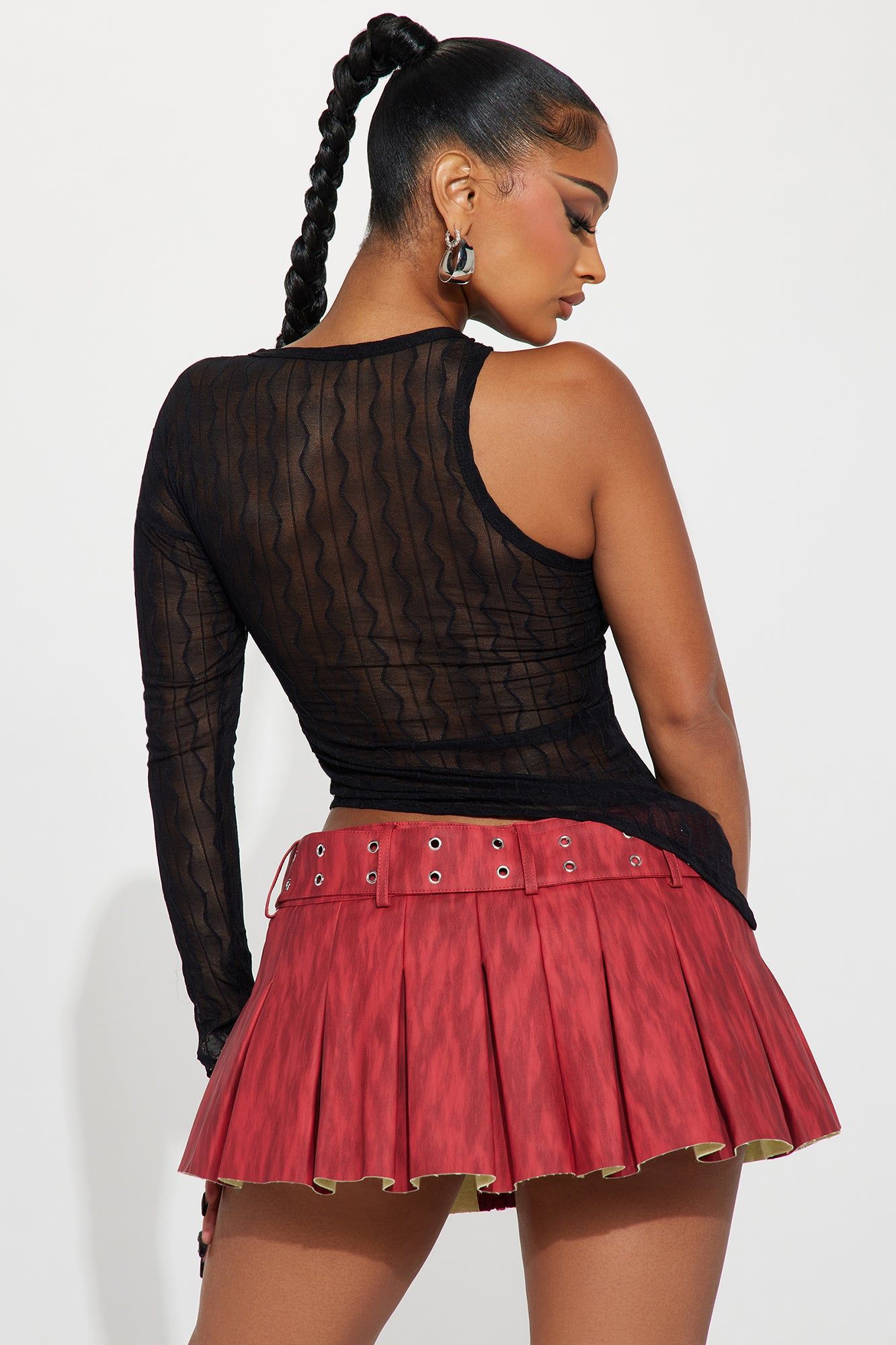 Lia Mesh One Shoulder Top - Black sold by Fashion Nova product image thumbnail 4