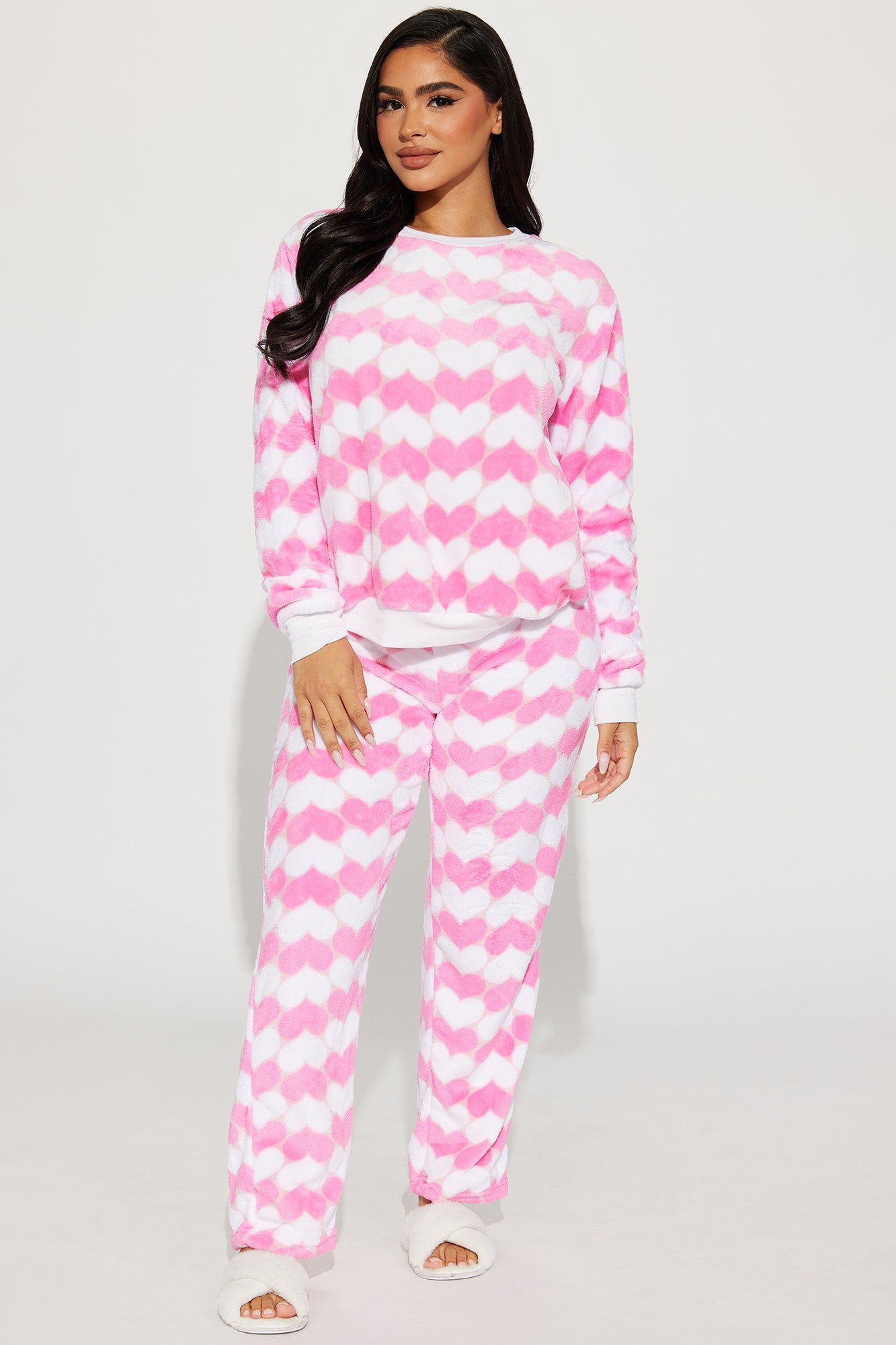 Sweetheart Plush PJ Pant Set - Pink/combo sold by Fashion Nova