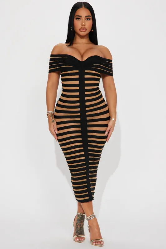 Navaeh Bandage Midi Dress - Black/combo sold by Fashion Nova