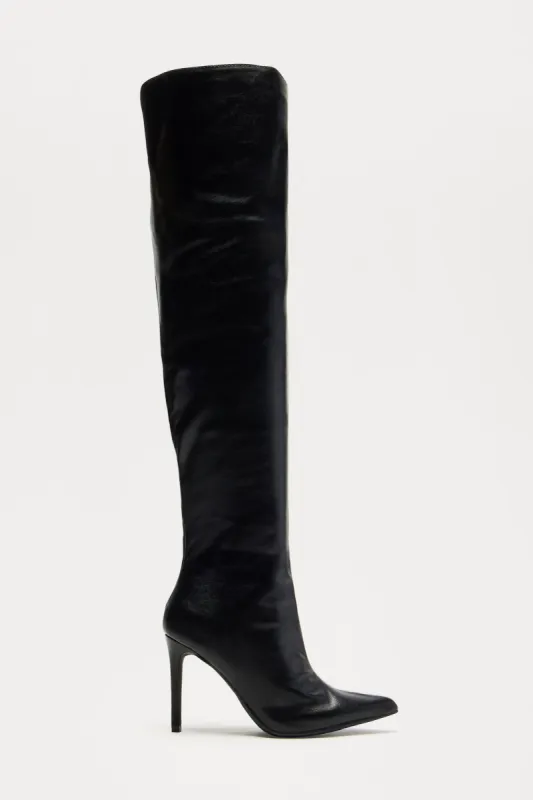 Gene Thigh High Boots - Black sold by Fashion Nova
