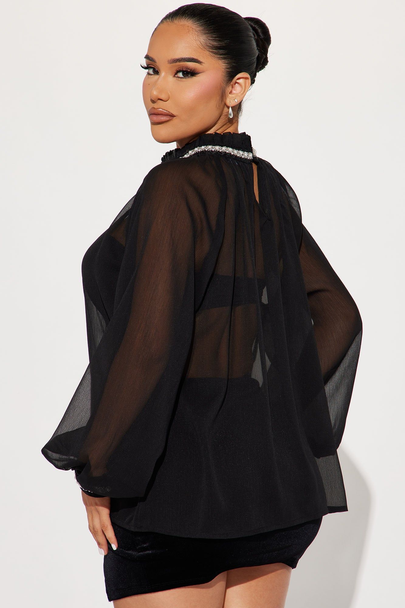 Pearly Mood Blouse Top - Black sold by Fashion Nova product image thumbnail 3