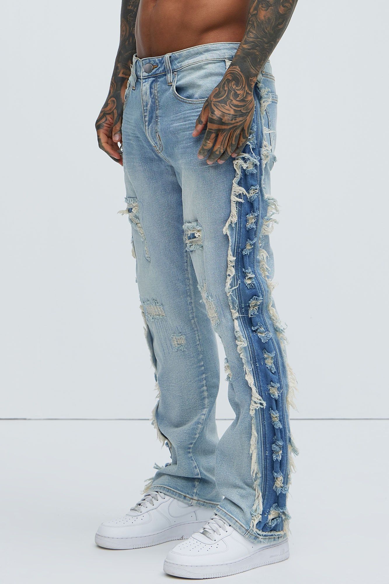 Track Stacked Skinny Flare Jeans - Medium Blue Wash sold by Fashion Nova product image thumbnail 3