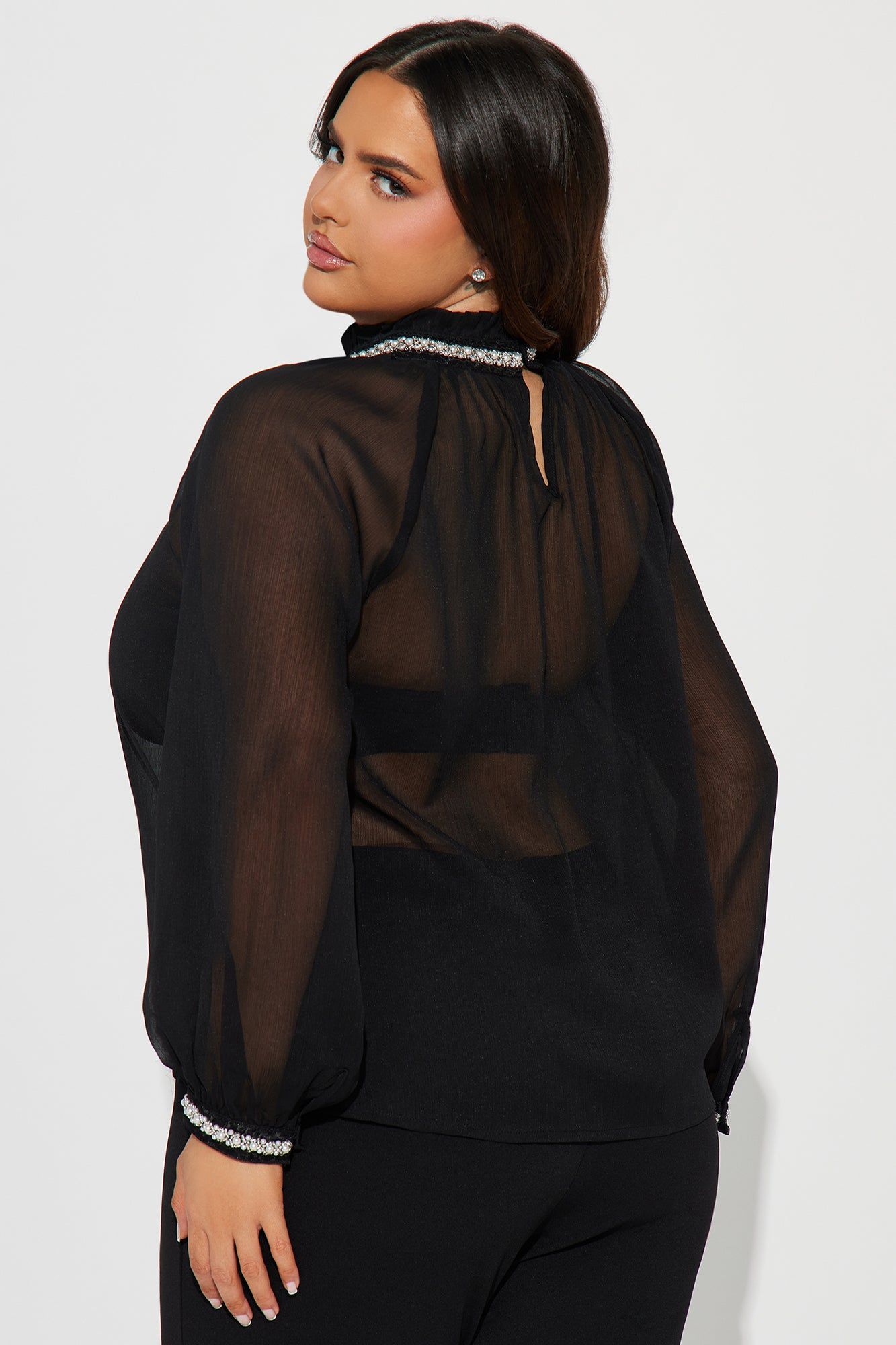 Pearly Mood Blouse Top - Black sold by Fashion Nova product image thumbnail 6