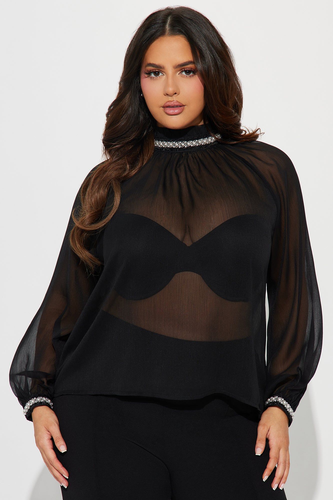 Pearly Mood Blouse Top - Black sold by Fashion Nova product image thumbnail 4