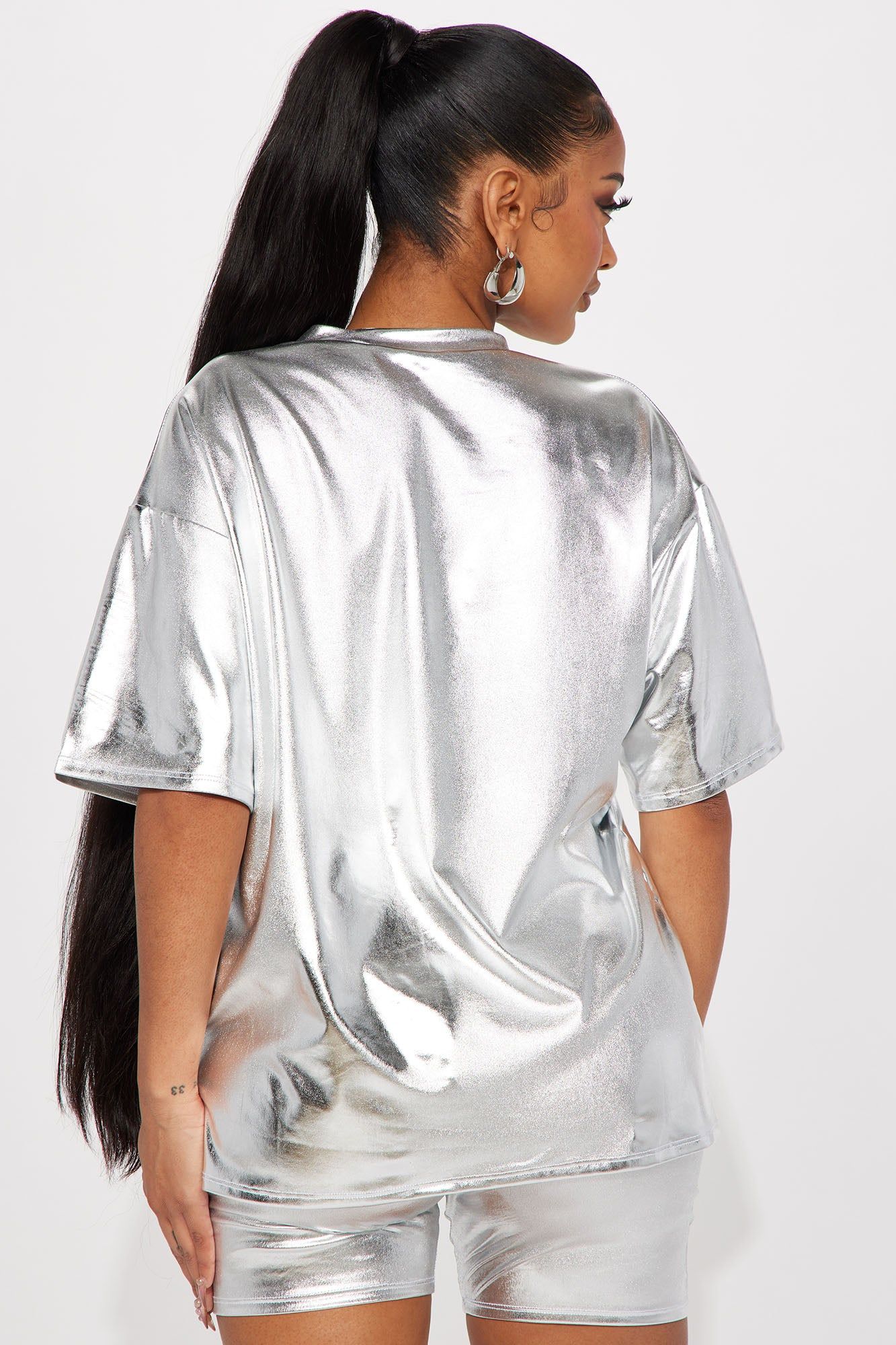 Chloe Faux Leather Short Set - Silver sold by Fashion Nova product image thumbnail 3