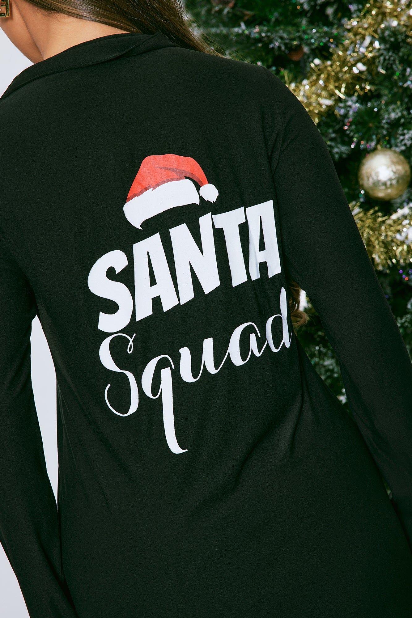 Santa Squad PJ Sleep Shirt - Black sold by Fashion Nova product image thumbnail 4