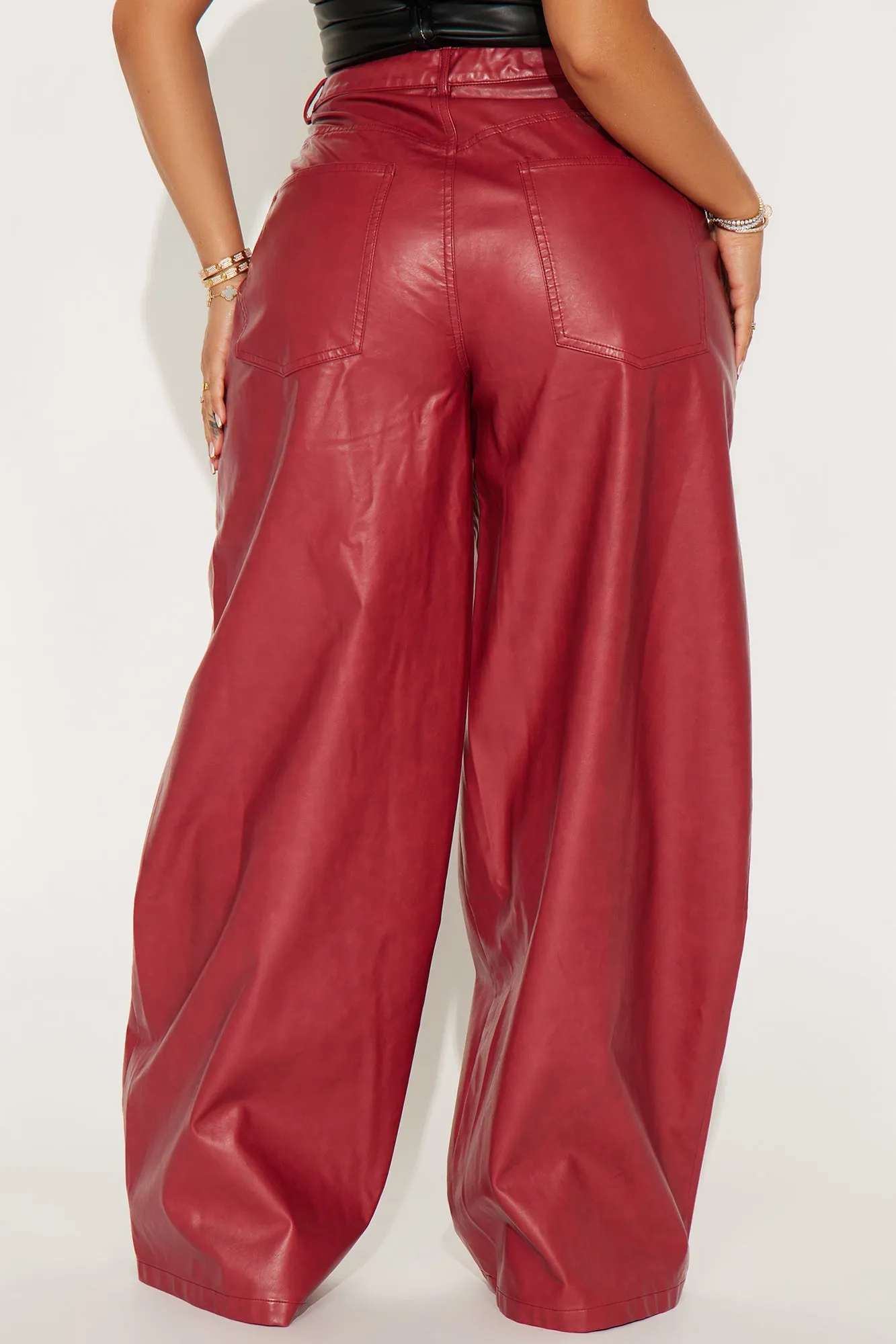 Marissa Wide Leg Faux Leather Pant - Brick Red sold by Fashion Nova product image thumbnail 3