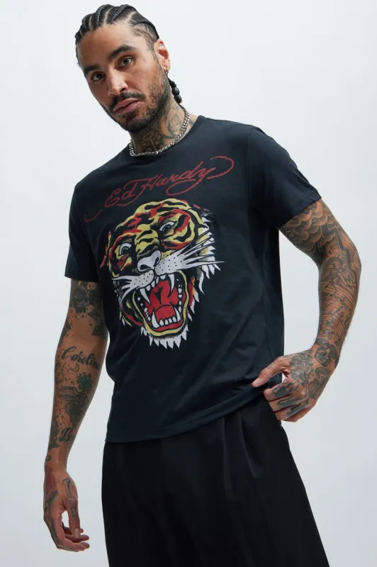 Ed Hardy Retro Tiger Short Sleeve Tee - Black sold by Fashion Nova