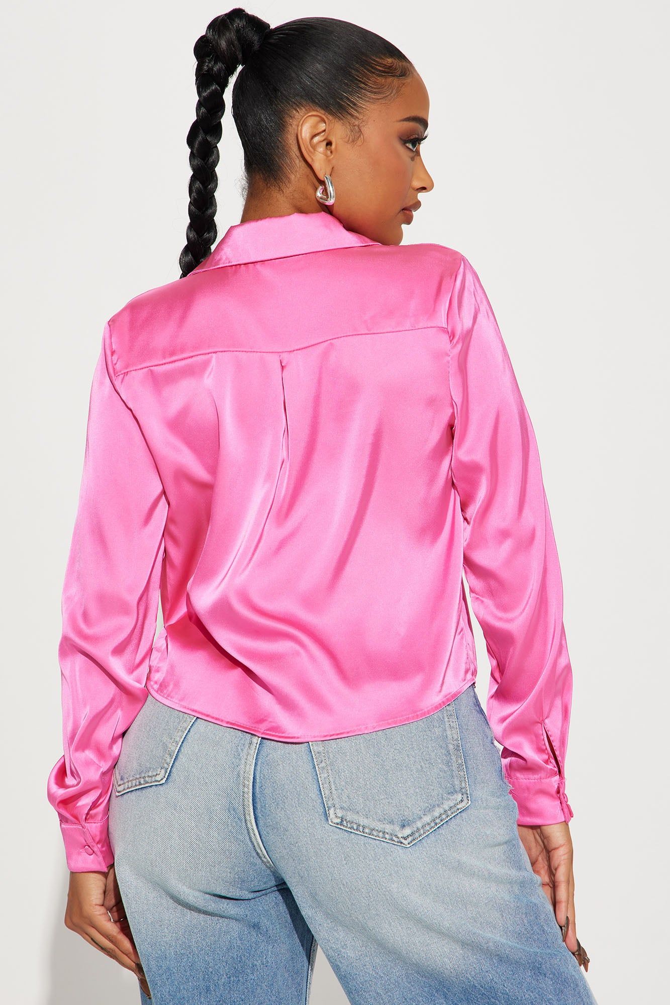 Kathy Satin Shirt - Hot Pink sold by Fashion Nova product image thumbnail 3