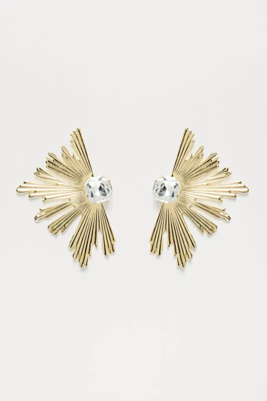 Roman Renaissance Earrings - Gold/Clear sold by Fashion Nova
