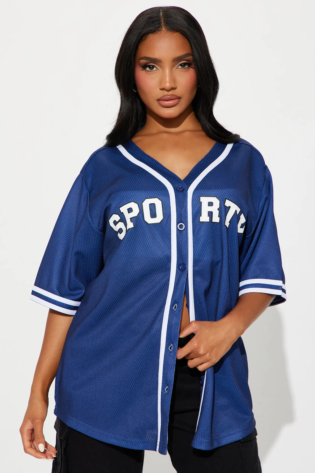 Next Level Jersey Tee - Navy sold by Fashion Nova