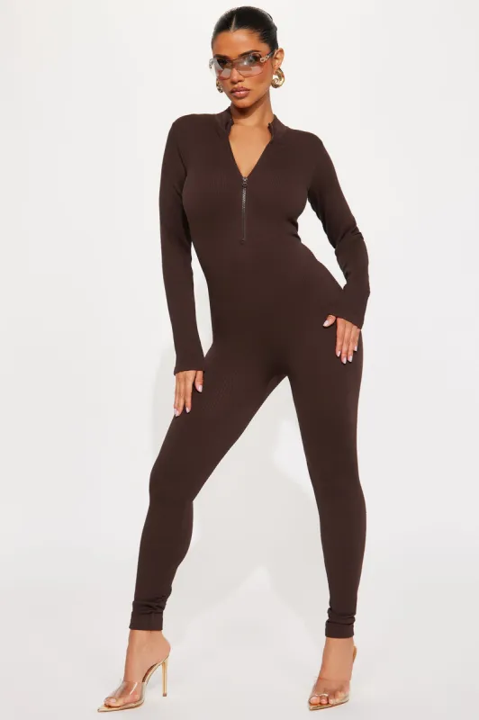 Chloe Seamless Jumpsuit - Chocolate sold by Fashion Nova