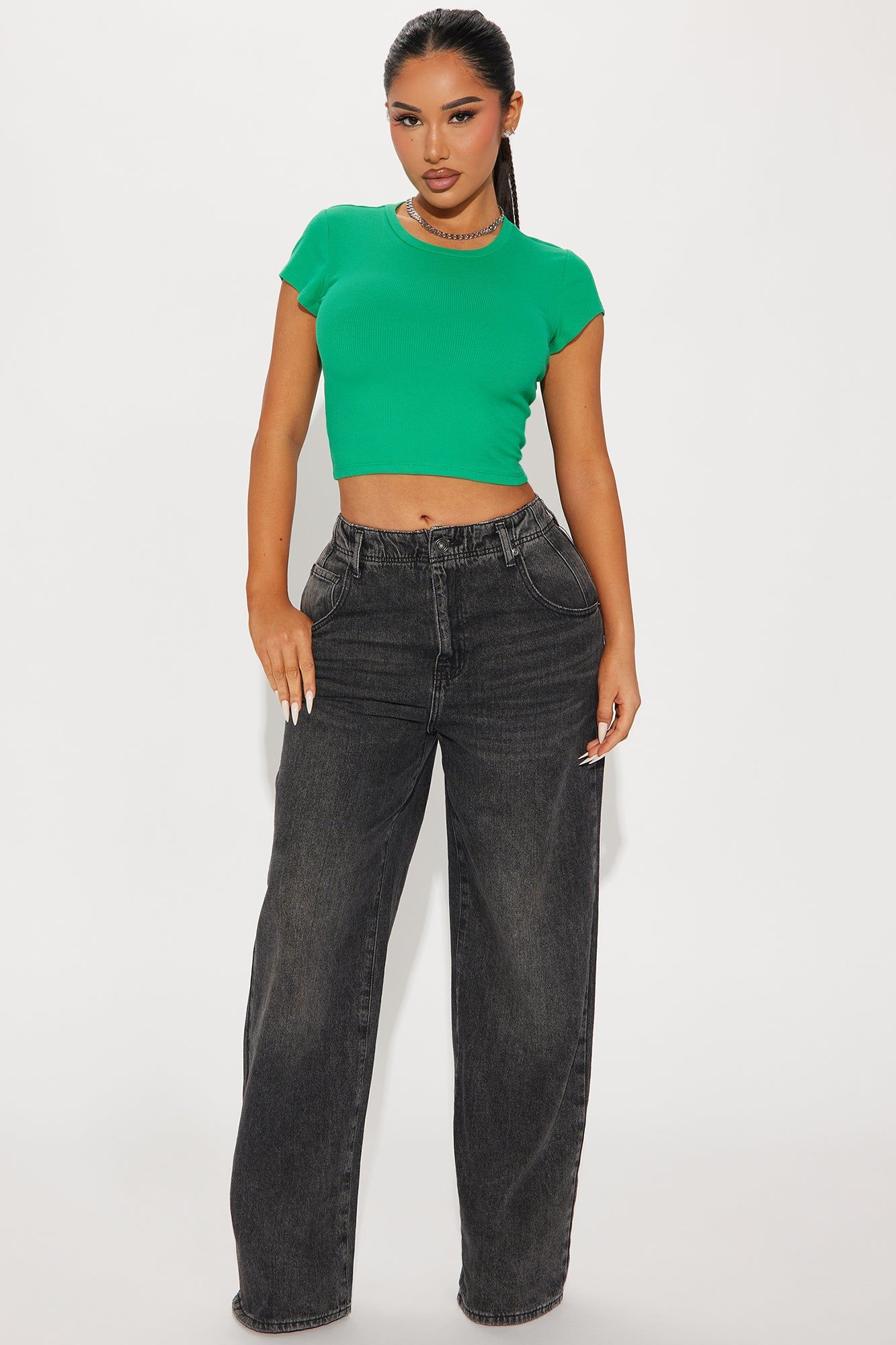 Kasey Ribbed Crop Top - Kelly Green sold by Fashion Nova product image thumbnail 2