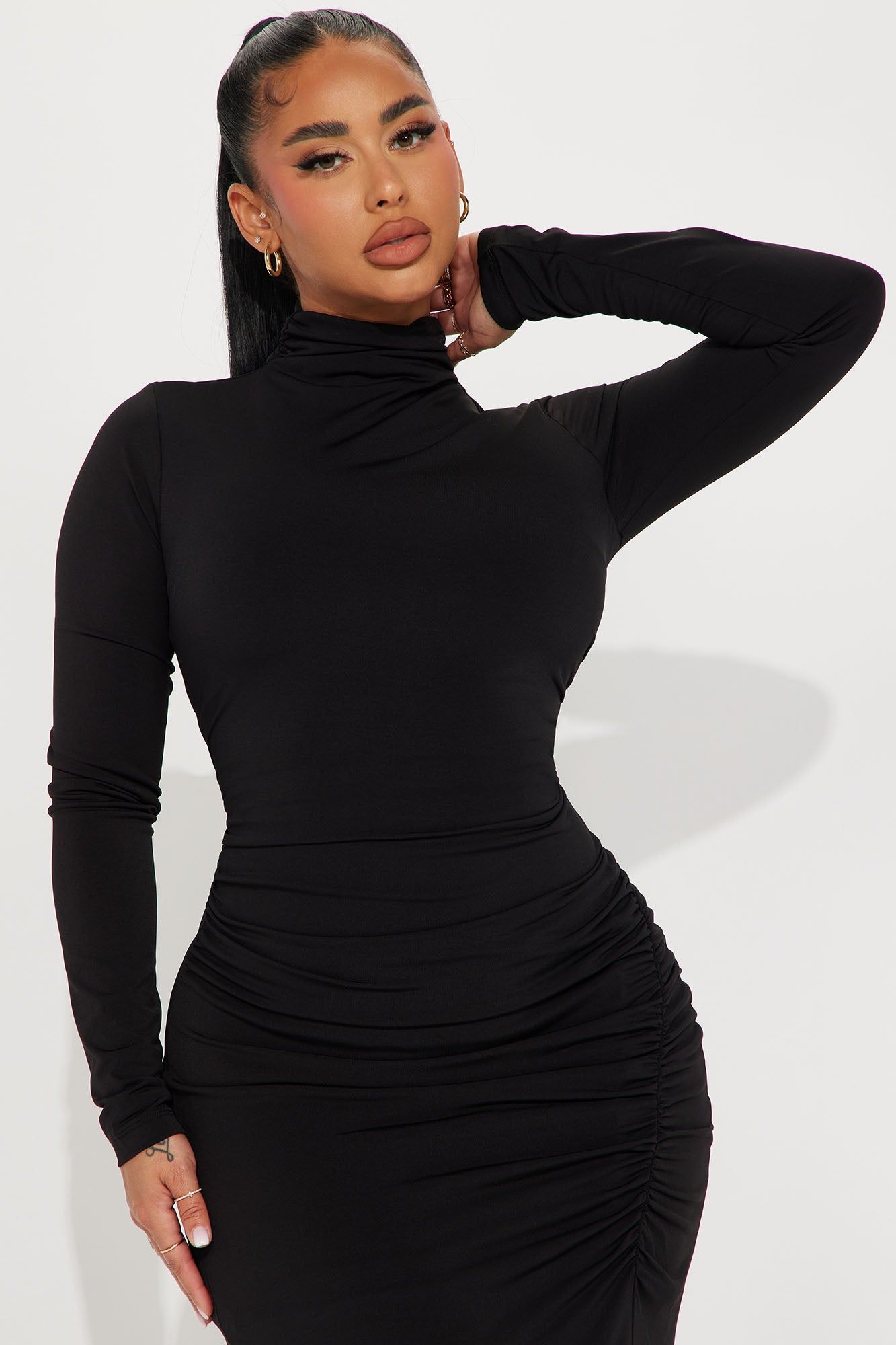 Nat Ruched Maxi Dress - Black sold by Fashion Nova product image thumbnail 2
