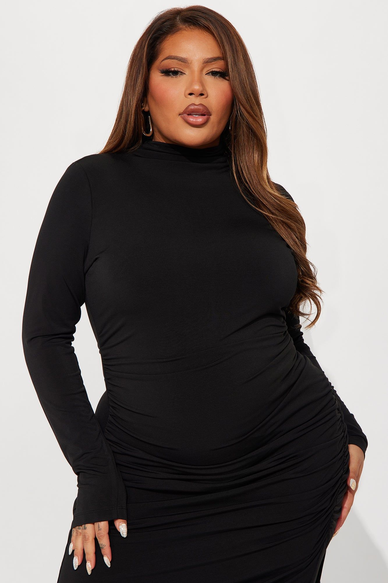 Nat Ruched Maxi Dress - Black sold by Fashion Nova product image thumbnail 5