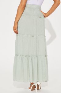 Romy Tiered Gauze Maxi Skirt - Sage sold by Fashion Nova