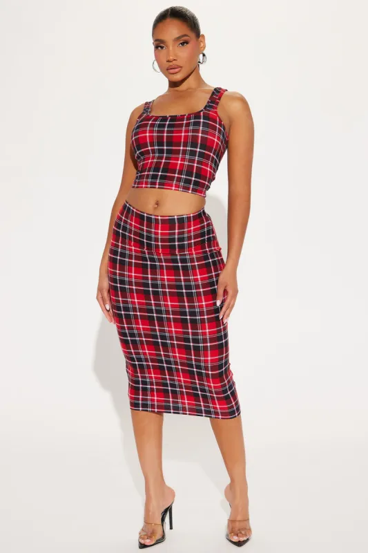 First Class Skirt Set - Red/combo sold by Fashion Nova