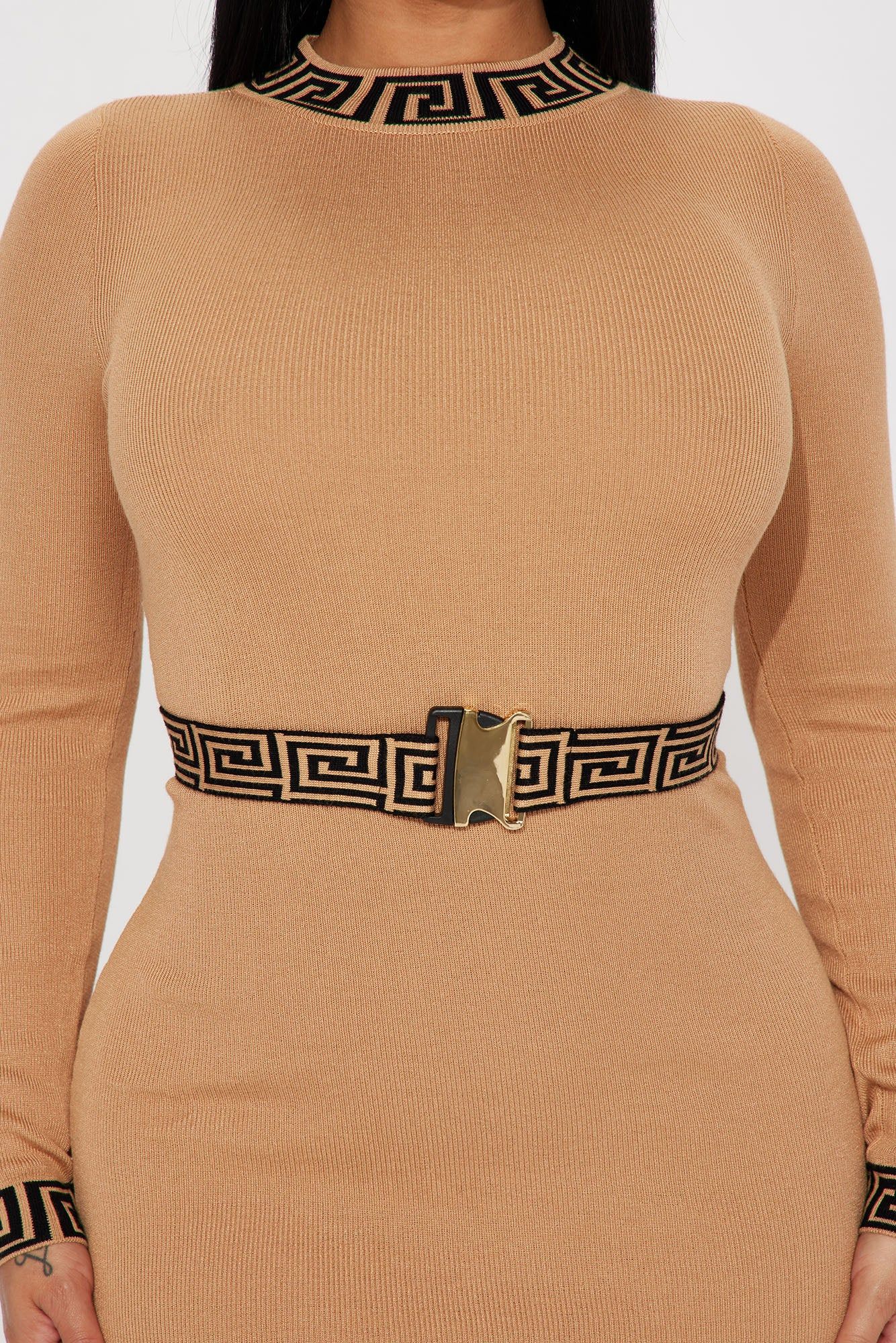 Chilly Season Sweater Mini Dress - Taupe/combo sold by Fashion Nova product image thumbnail 3