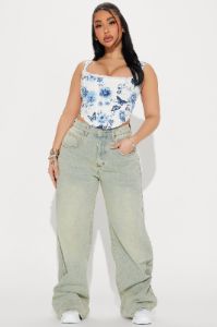 Sweet Serenade Corset Top - White/Blue sold by Fashion Nova